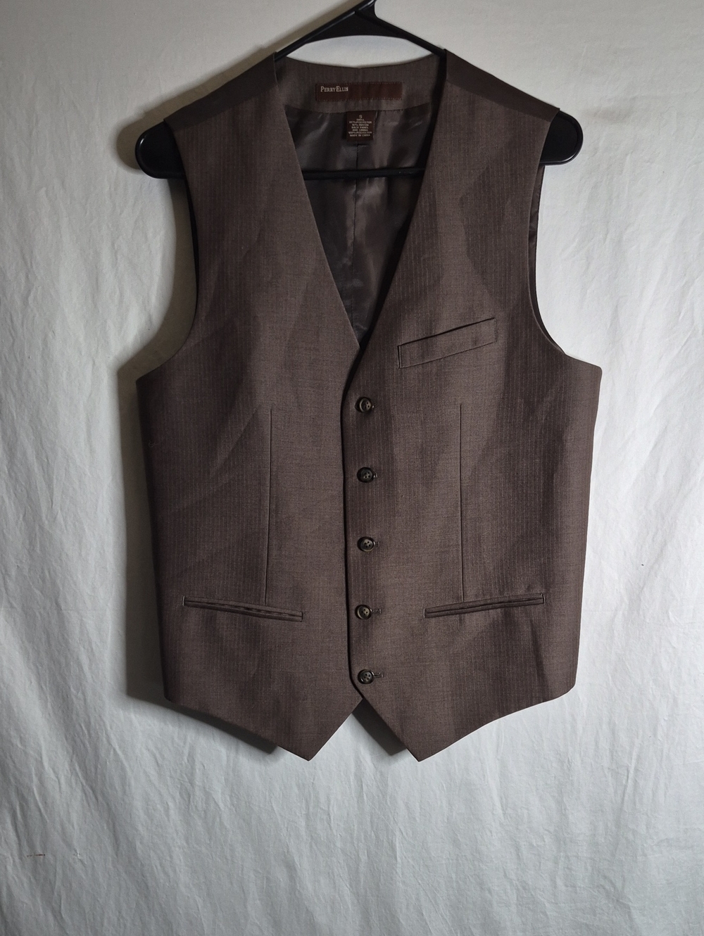Perry Ellis Brown Pinstriped Suit Vest